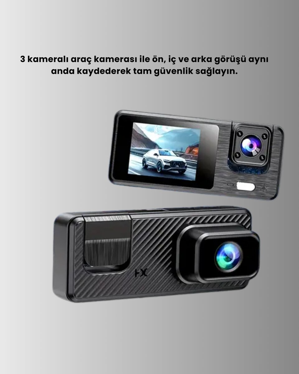 Araç Kamerası 3’lü Sistem | Full HD, Sesli Kayıt ve Park Gözetimi Araç Kamerası 3’lü Sistem | Full HD, Sesli Kayıt ve Park Gözetimi