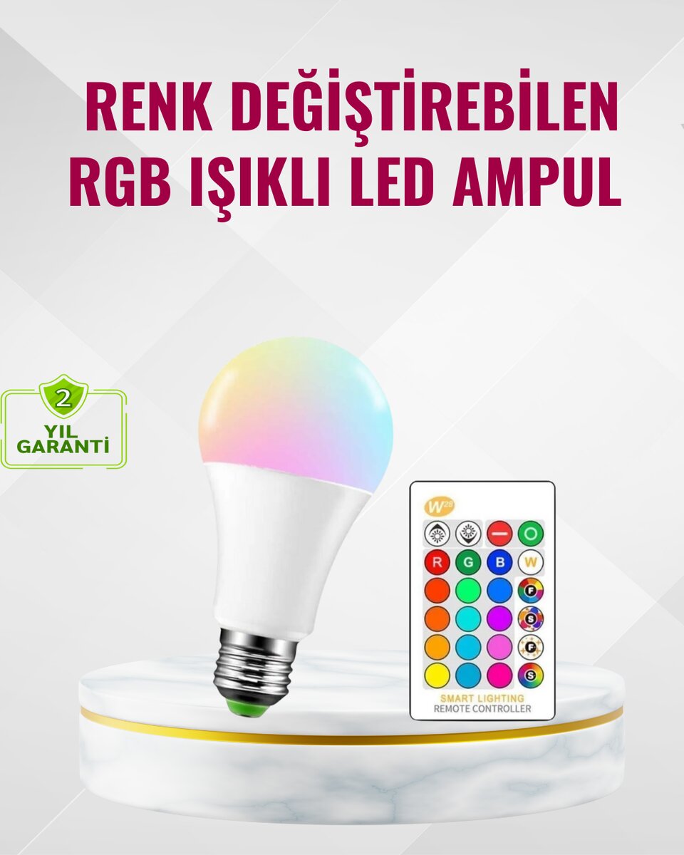 RGB Uzaktan Kumandalı LED Ampul 16 Renk Dekoratif Aydınlatma RGB Uzaktan Kumandalı LED Ampul 16 Renk Dekoratif Aydınlatma