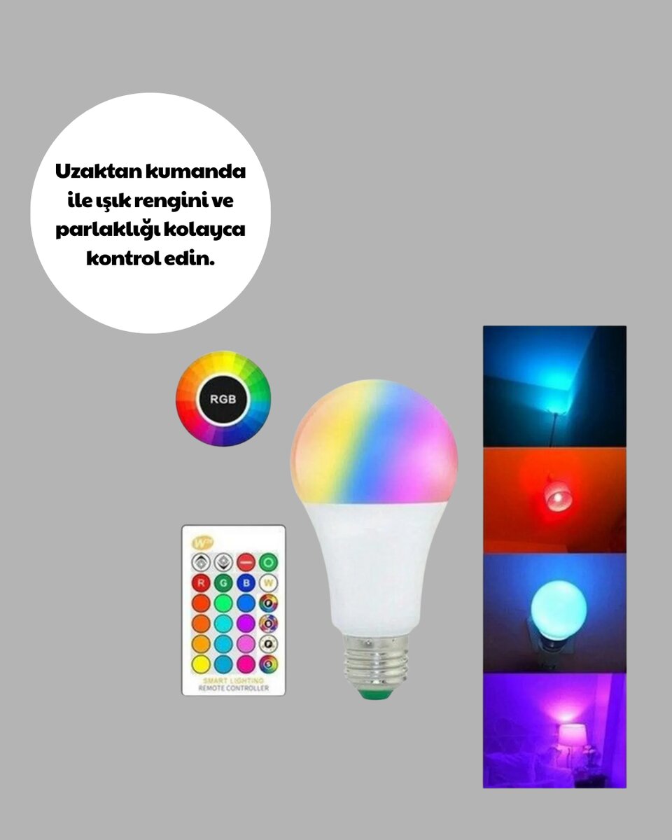 RGB Uzaktan Kumandalı LED Ampul 16 Renk Dekoratif Aydınlatma RGB Uzaktan Kumandalı LED Ampul 16 Renk Dekoratif Aydınlatma