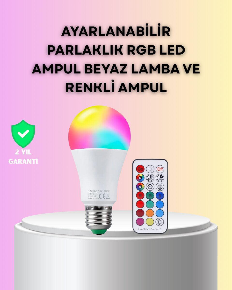 Kumanda Destekli Çok Renkli Akıllı LED Ampul Kumanda Destekli Çok Renkli Akıllı LED Ampul