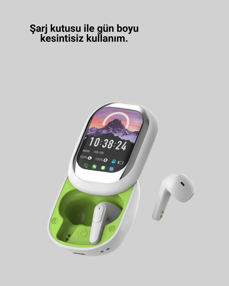 Kayar Kapaklı Şarj Kutusu Ve Dokunmatik Ekranlı Bluetooth Stereo Kulaklık Kayar Kapaklı Şarj Kutusu Ve Dokunmatik Ekranlı Bluetooth Stereo Kulaklık