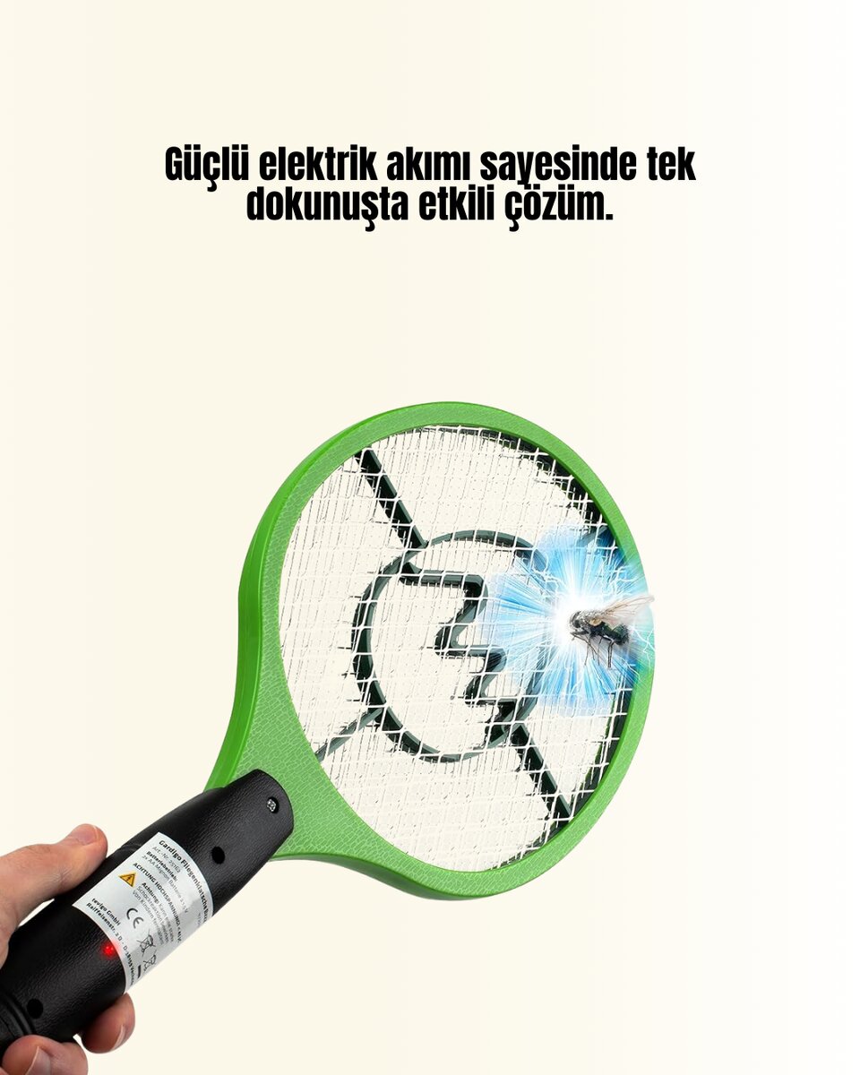 Pil ile Çalışan Elektrikli Sivrisinek Raketi | Kimyasal İçermeyen Hijyenik Çözüm