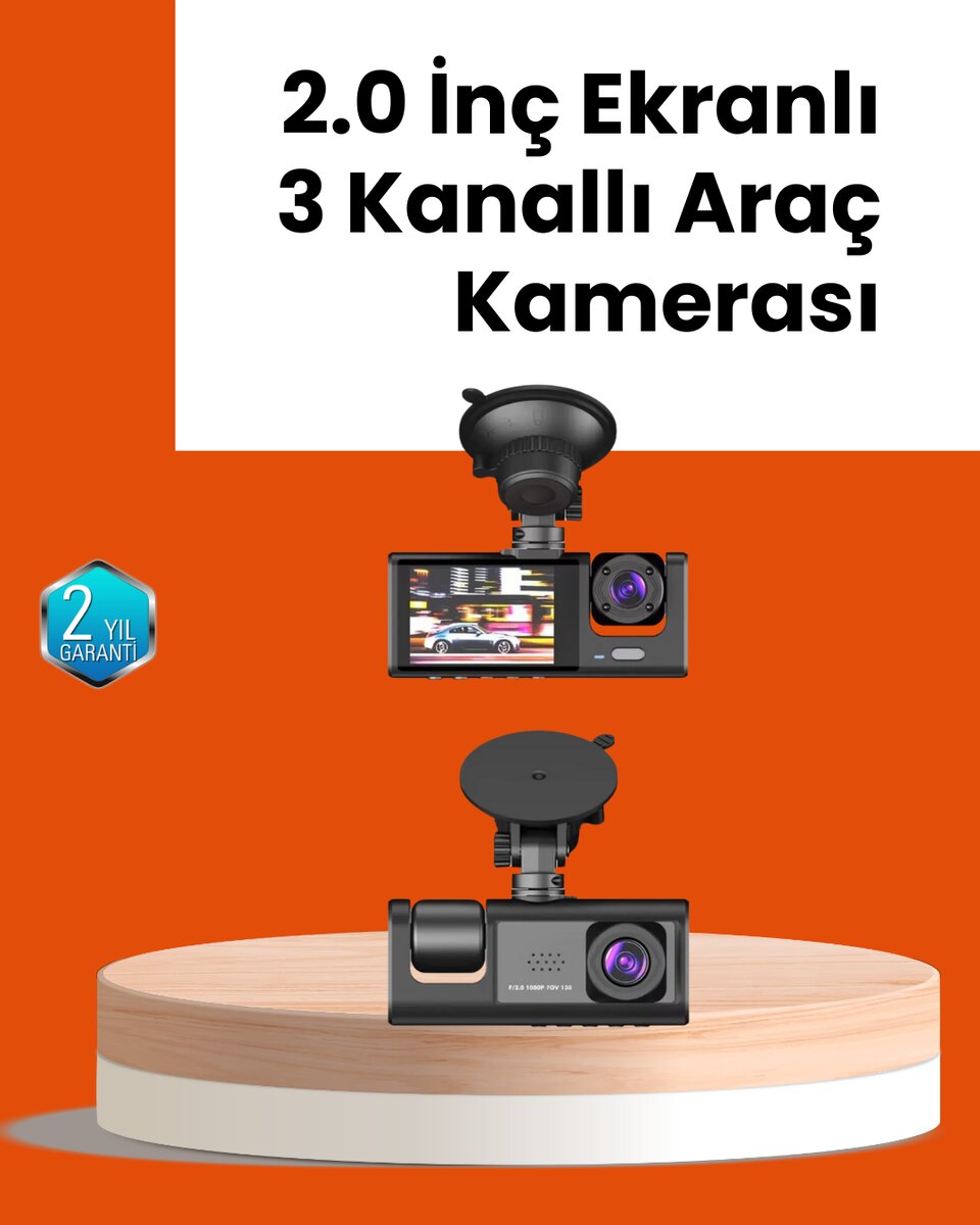 Full HD Araç Kamerası  Çift Yönlü Kayıt ve Darbe Sensörü