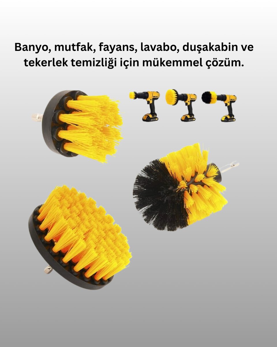 Matkap Uyumlu Temizlik Fırçası Seti 3’lü Çok Amaçlı Matkap Uyumlu Temizlik Fırçası Seti 3’lü Çok Amaçlı