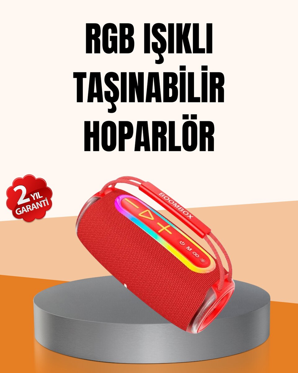 IPX6 Su Geçirmez RGB LED Işıklı Taşınabilir Bluetooth Hoparlör 2400 mAh IPX6 Su Geçirmez RGB LED Işıklı Taşınabilir Bluetooth Hoparlör 2400 mAh