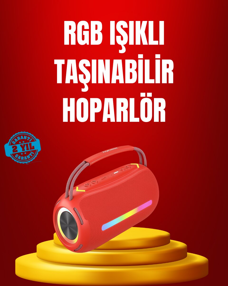 Suya Dayanıklı 20W RGB Hoparlör Bluetooth, USB, SD Kart ve AUX Girişli Suya Dayanıklı 20W RGB Hoparlör Bluetooth, USB, SD Kart ve AUX Girişli