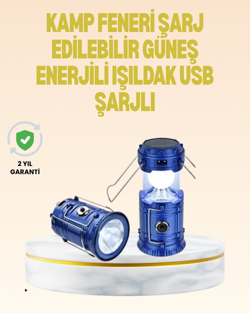 Katlanabilir USB Çıkışlı Kamp Feneri – Şarj Edilebilir, Dayanıklı ve Çok Fonksiyonlu