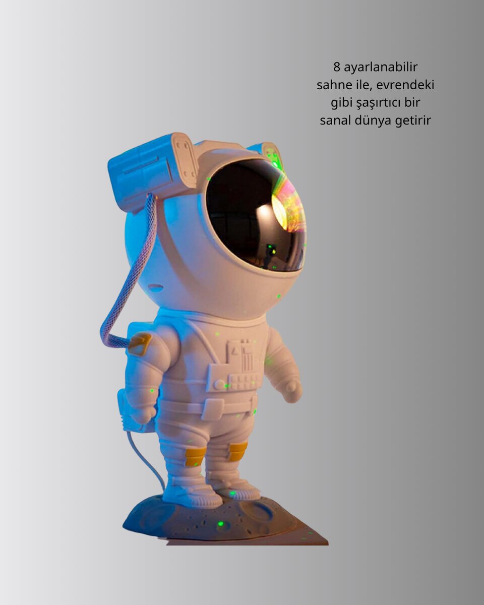 Astronot Şekilli Galaxy Projeksiyon Lambası Nebula Efektli Dekoratif Lamba Astronot Şekilli Galaxy Projeksiyon Lambası Nebula Efektli Dekoratif Lamba