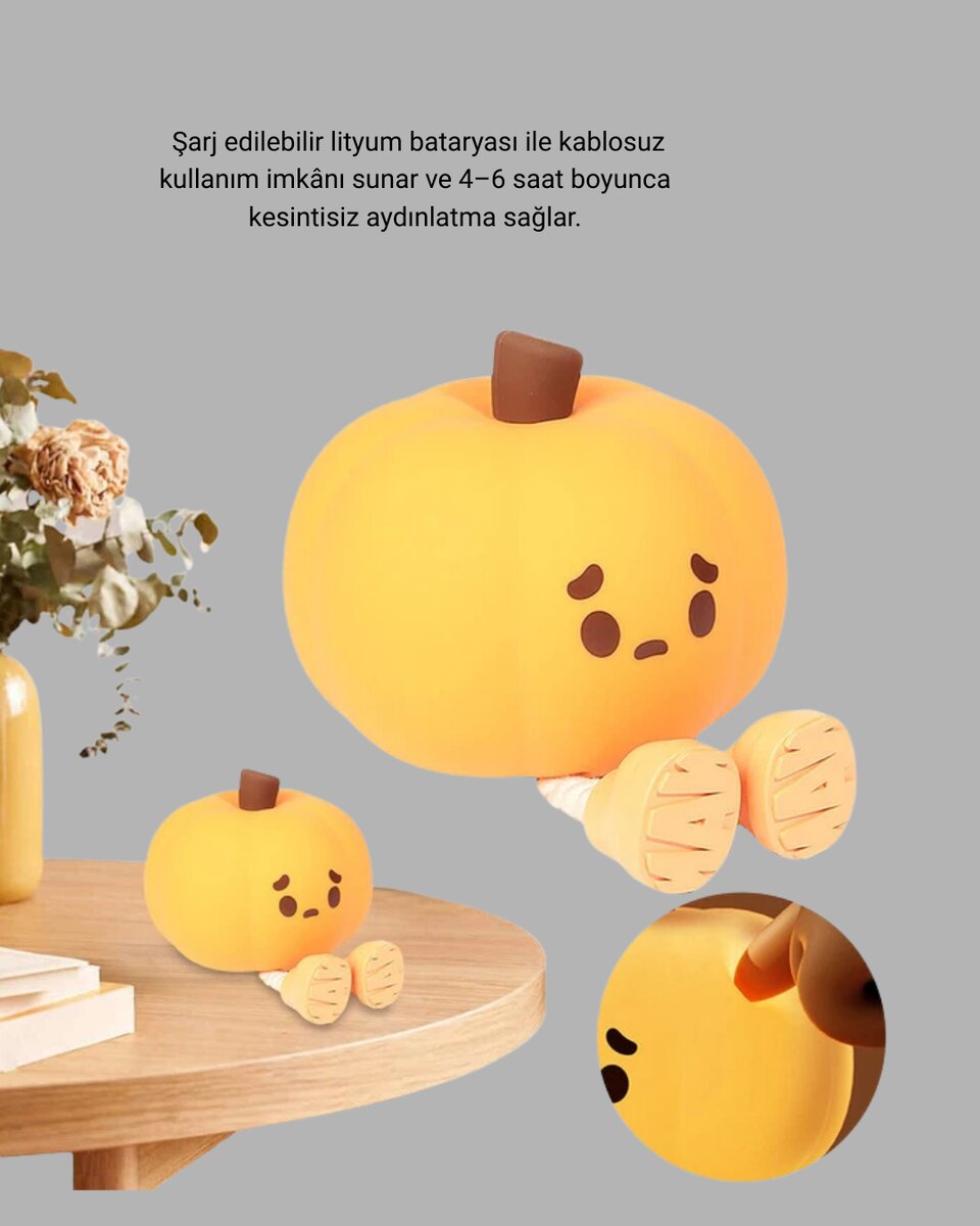 Pumpkin LED Gece Lambası Üç Kademeli Işık Ayarlı Pumpkin LED Gece Lambası Üç Kademeli Işık Ayarlı