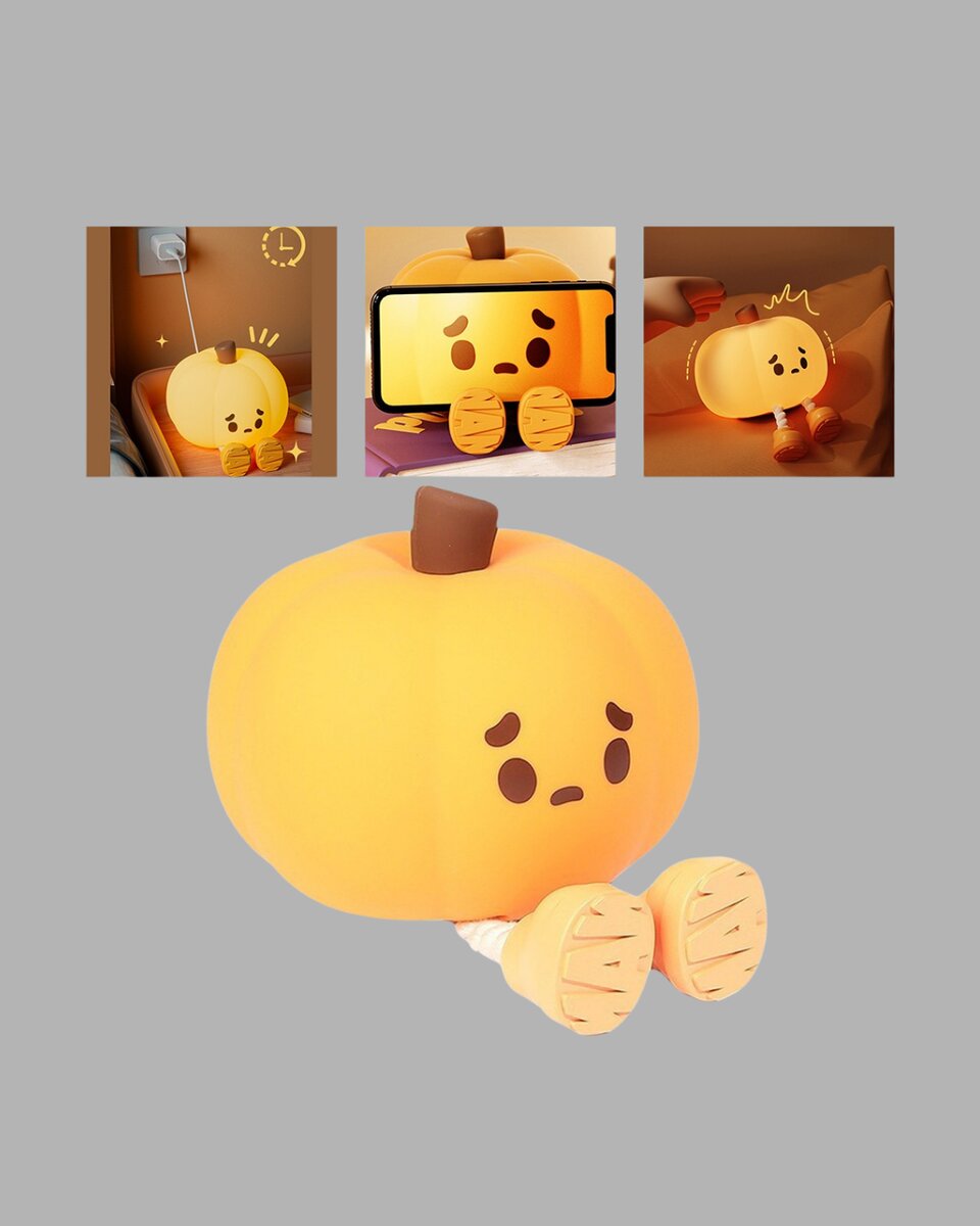 Pumpkin LED Night Light Dokunmatik Şarjlı Silikon Gece Lambası Pumpkin LED Night Light Dokunmatik Şarjlı Silikon Gece Lambası