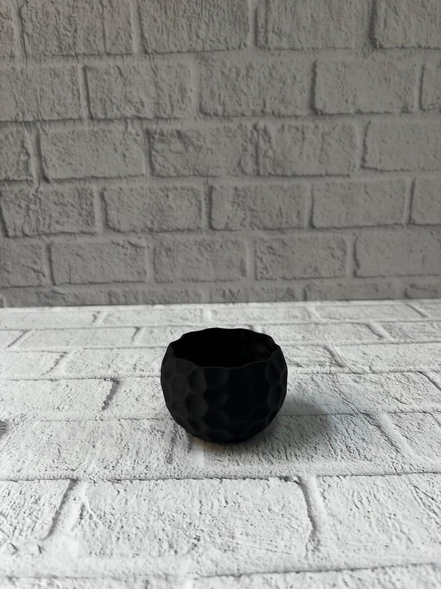 5 cm Küçük Siyah Saksı Minimal Tasarım Sukulent ve Kaktüs Saksısı