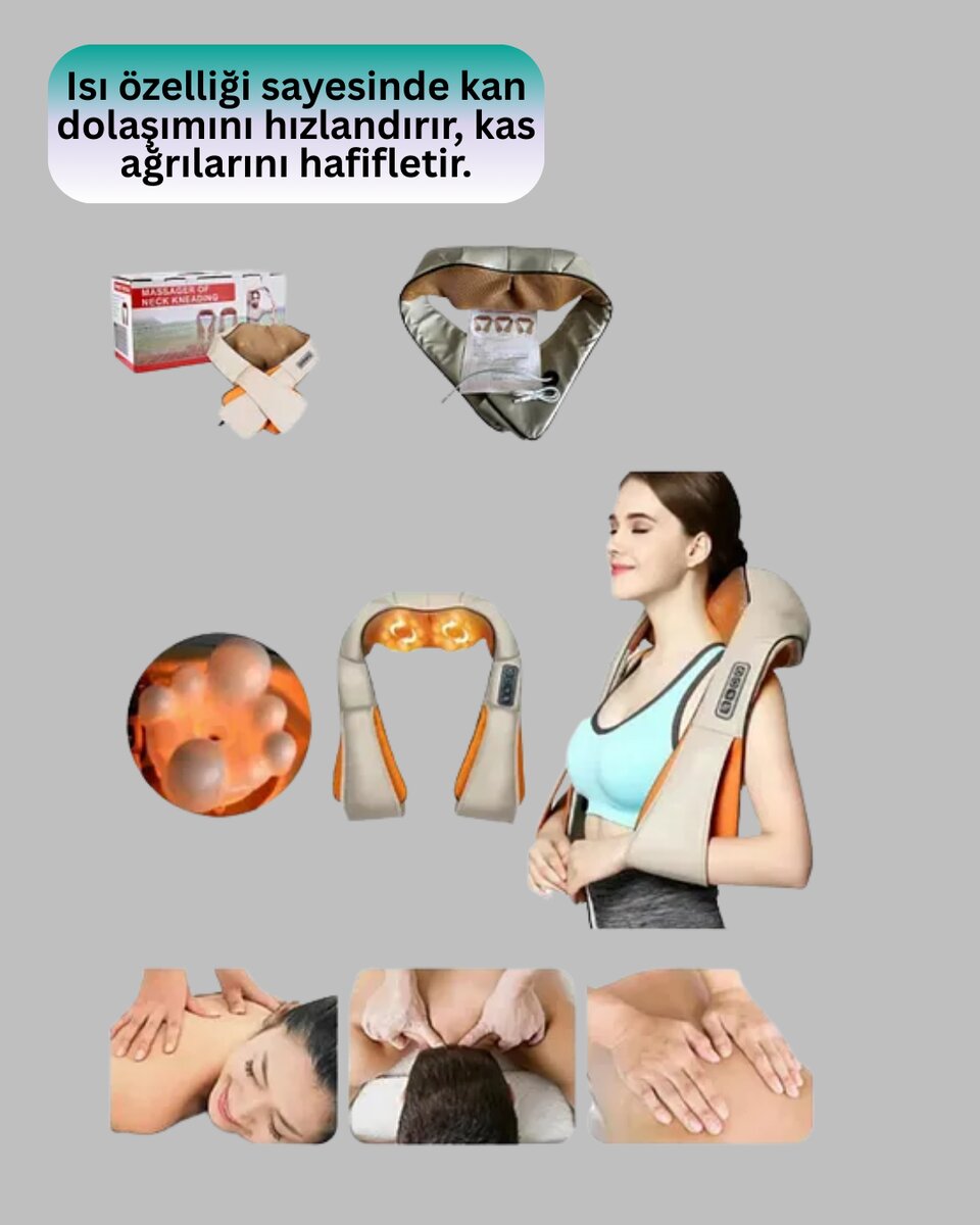Ev Tipi Ovmalı Isıtmalı Boyun Omuz Bel Masaj Aleti Kolay Kullanım