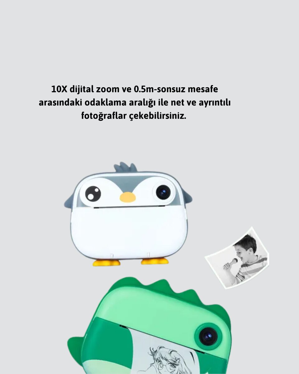 64GB TF Kart Destekli Çoklu Dil Seçeneği Sunan Anında Baskı Kamera