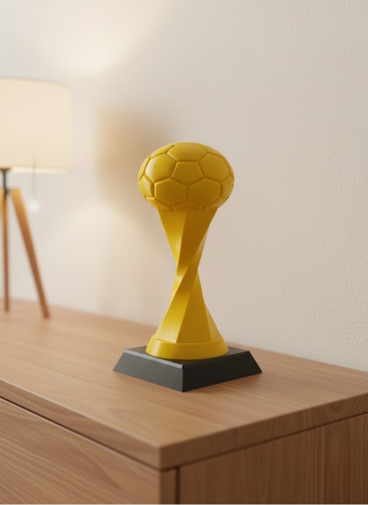 Futbol Toplu Sarı Kupa 21cm Masaüstü Dekor Ödül Figürü Futbol Toplu Sarı Kupa 21cm Masaüstü Dekor Ödül Figürü