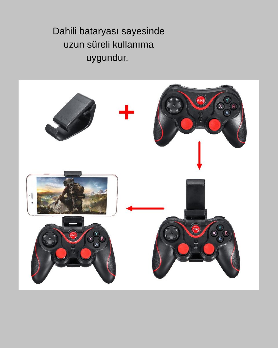 Çift Analog Joystick ve 14 Tuşlu Bluetooth Oyun Kumandası Çift Analog Joystick ve 14 Tuşlu Bluetooth Oyun Kumandası