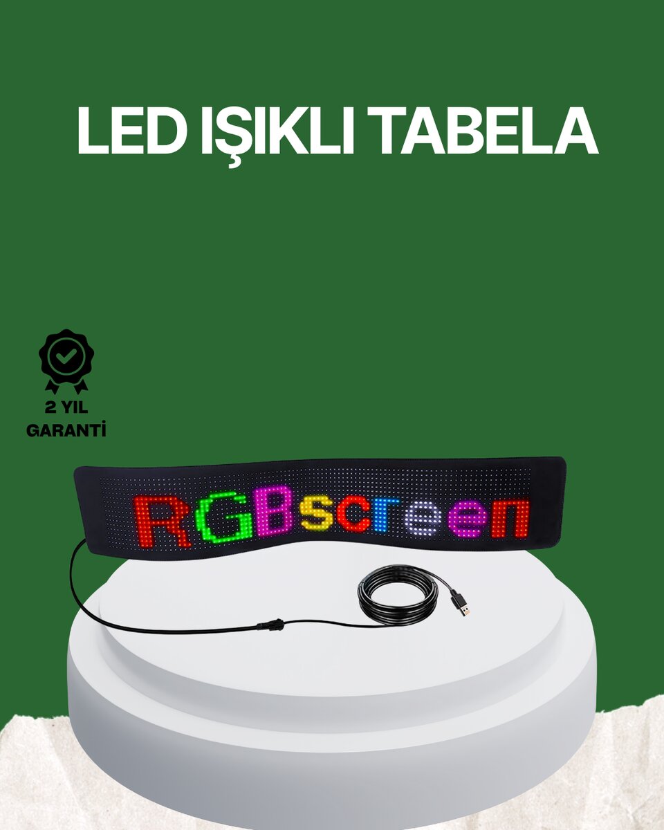 USB Girişli RGB LED Tabela Ayarlanabilir Parlaklık ve Kayan Yazı Özellikli USB Girişli RGB LED Tabela Ayarlanabilir Parlaklık ve Kayan Yazı Özellikli
