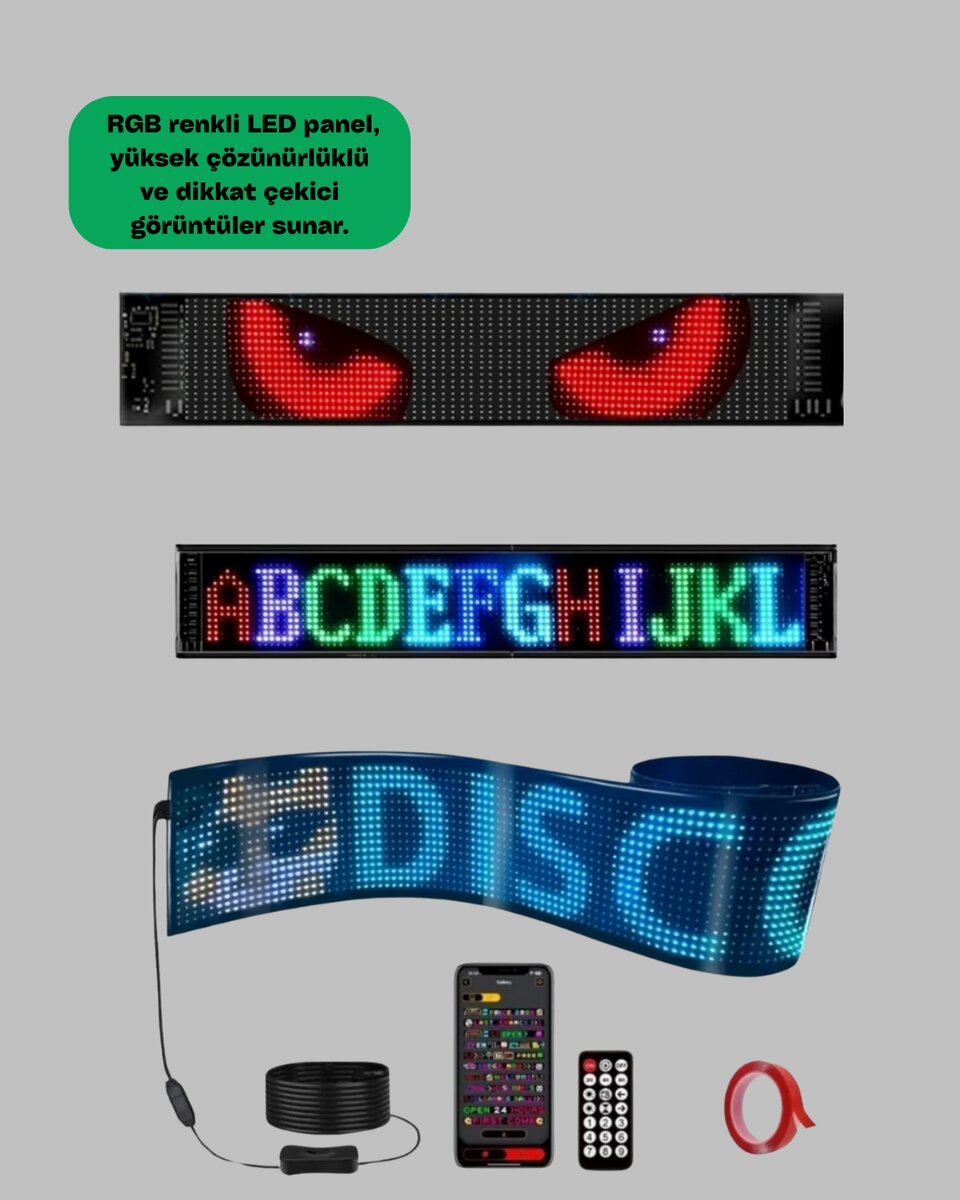 USB Girişli RGB LED Tabela Ayarlanabilir Parlaklık ve Kayan Yazı Özellikli USB Girişli RGB LED Tabela Ayarlanabilir Parlaklık ve Kayan Yazı Özellikli