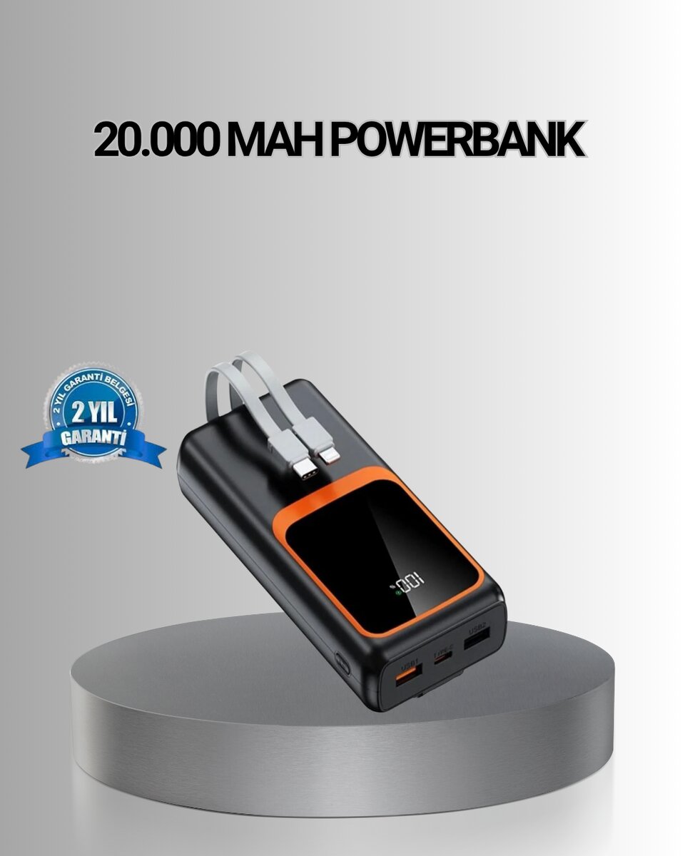 Powerbank 20000 mAh Yüksek Kapasiteli ve 22.5W Hızlı Şarj Destekli Powerbank 20000 mAh Yüksek Kapasiteli ve 22.5W Hızlı Şarj Destekli