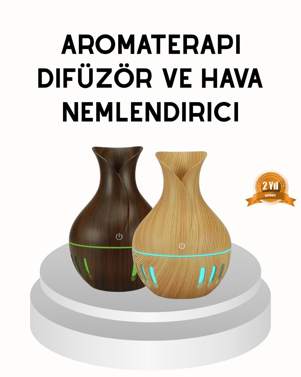 Ahşap Desenli 130 ml Aromaterapi Difüzör Sessiz ve USB Bağlantılı Ahşap Desenli 130 ml Aromaterapi Difüzör Sessiz ve USB Bağlantılı