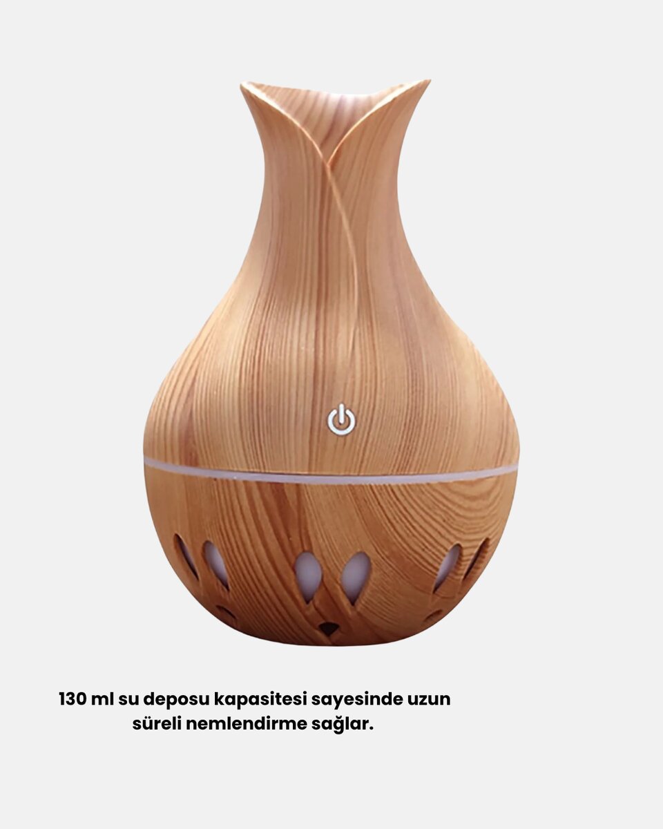 Ahşap Desenli 130 ml Aromaterapi Difüzör Sessiz ve USB Bağlantılı Ahşap Desenli 130 ml Aromaterapi Difüzör Sessiz ve USB Bağlantılı
