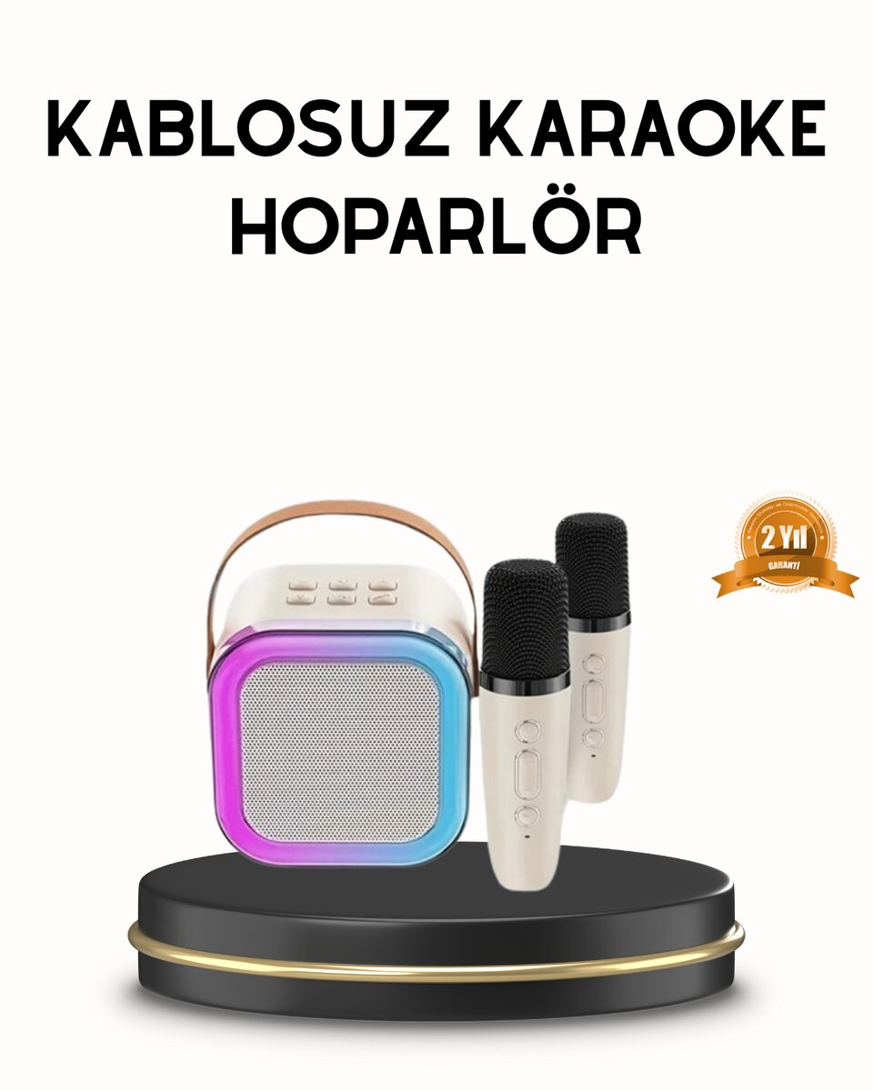 Bluetooth Karaoke Hoparlör Renkli LED Işıklı ve Type-C Şarjlı Bluetooth Karaoke Hoparlör Renkli LED Işıklı ve Type-C Şarjlı