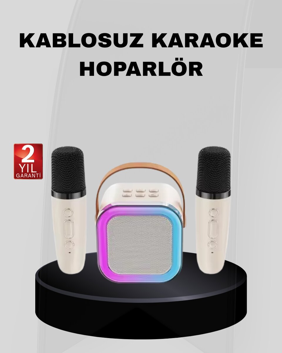 Taşınabilir Karaoke Hoparlör Bluetooth 5.0 ve Çift Mikrofonlu Taşınabilir Karaoke Hoparlör Bluetooth 5.0 ve Çift Mikrofonlu