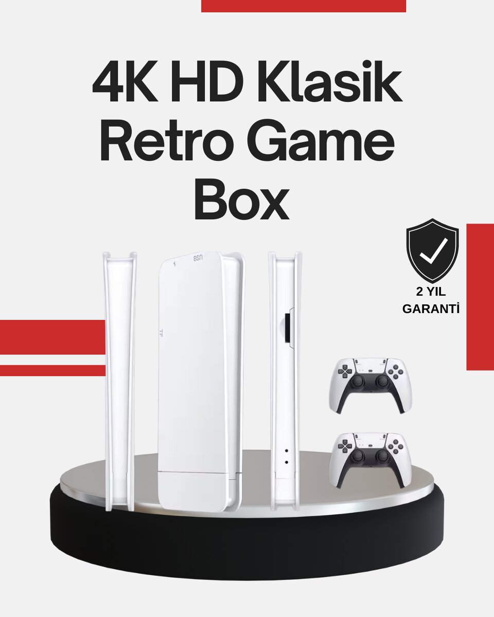 2 Kollu Kablosuz 4K TV Uyumlu Klasik Oyun Konsolu 2 Kollu Kablosuz 4K TV Uyumlu Klasik Oyun Konsolu