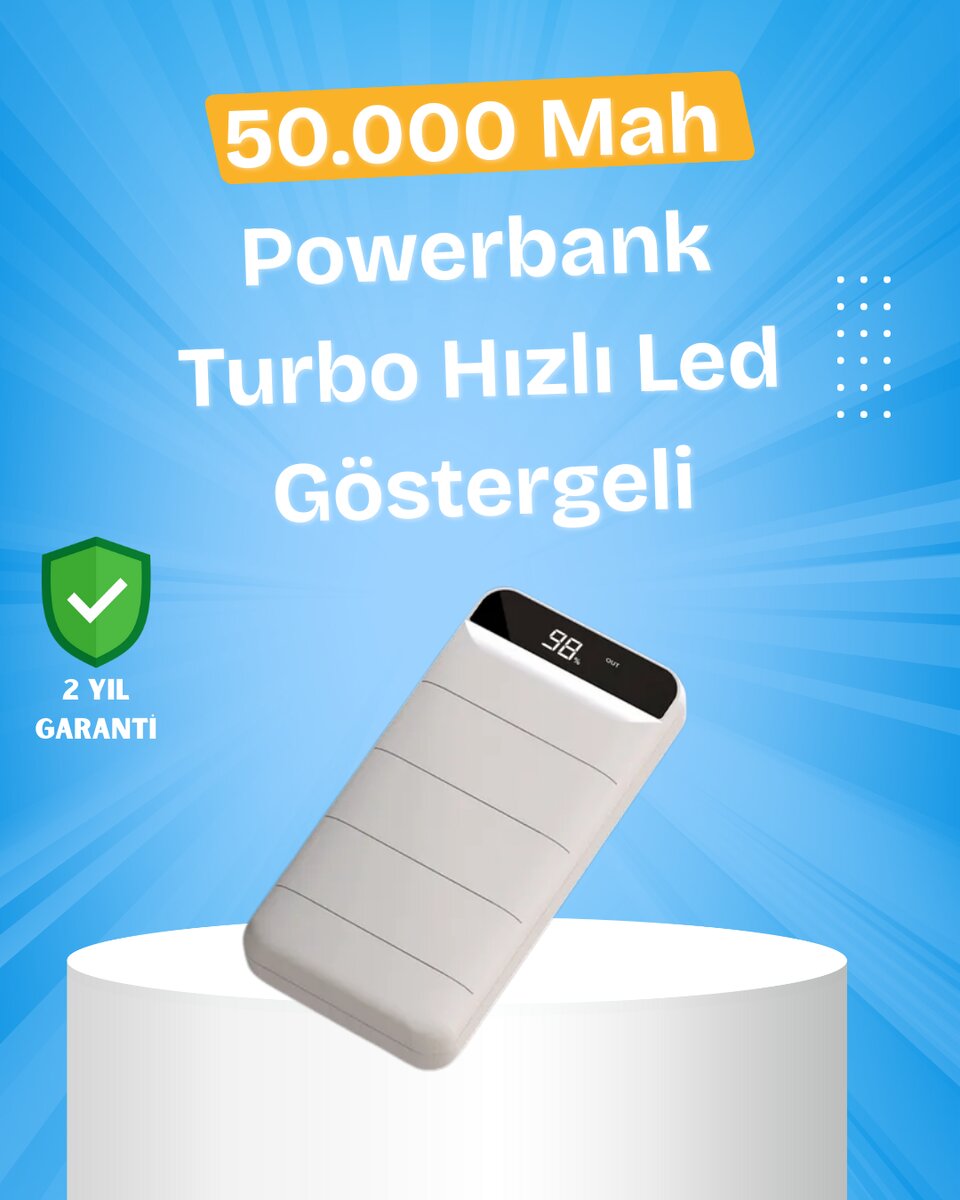 Çoklu Cihaz Uyumlu LED Ekranlı 50000 mAh Powerbank Çoklu Cihaz Uyumlu LED Ekranlı 50000 mAh Powerbank