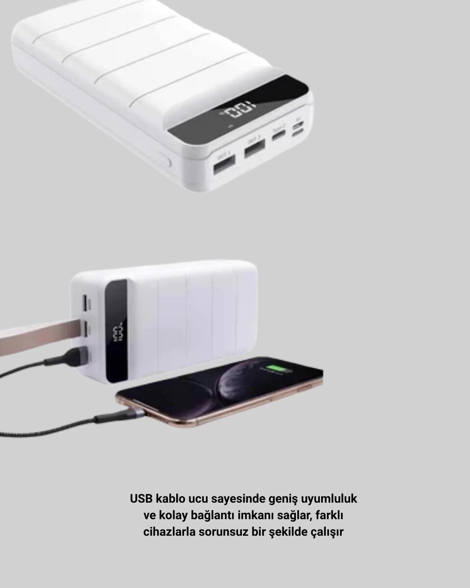 Çoklu Cihaz Uyumlu LED Ekranlı 50000 mAh Powerbank Çoklu Cihaz Uyumlu LED Ekranlı 50000 mAh Powerbank