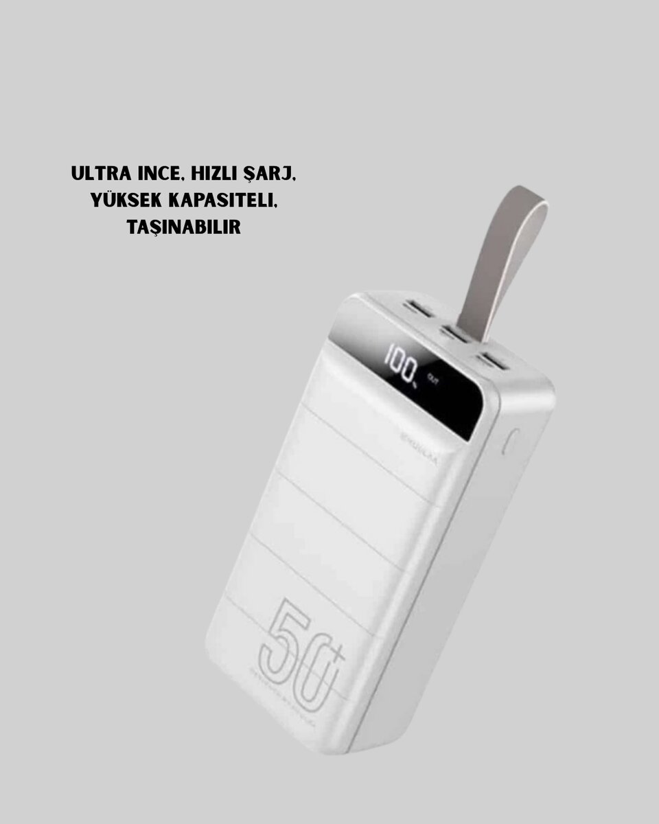 Çoklu Cihaz Uyumlu LED Ekranlı 50000 mAh Powerbank Çoklu Cihaz Uyumlu LED Ekranlı 50000 mAh Powerbank