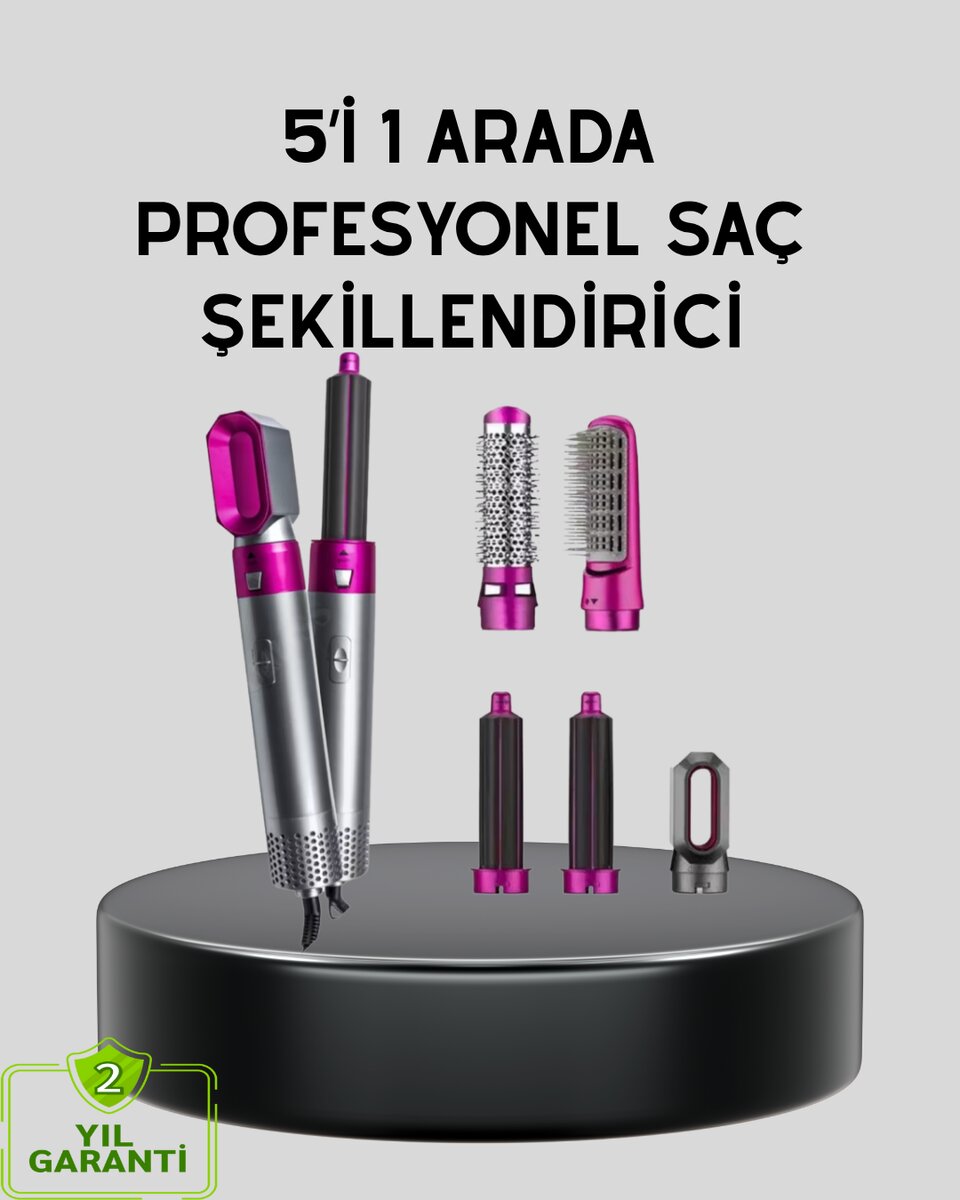 5’i 1 Arada Saç Şekillendirme Makinesi Hızlı Kuruma ve Kuaför Kalitesinde Sonuç 5’i 1 Arada Saç Şekillendirme Makinesi Hızlı Kuruma ve Kuaför Kalitesinde Sonuç