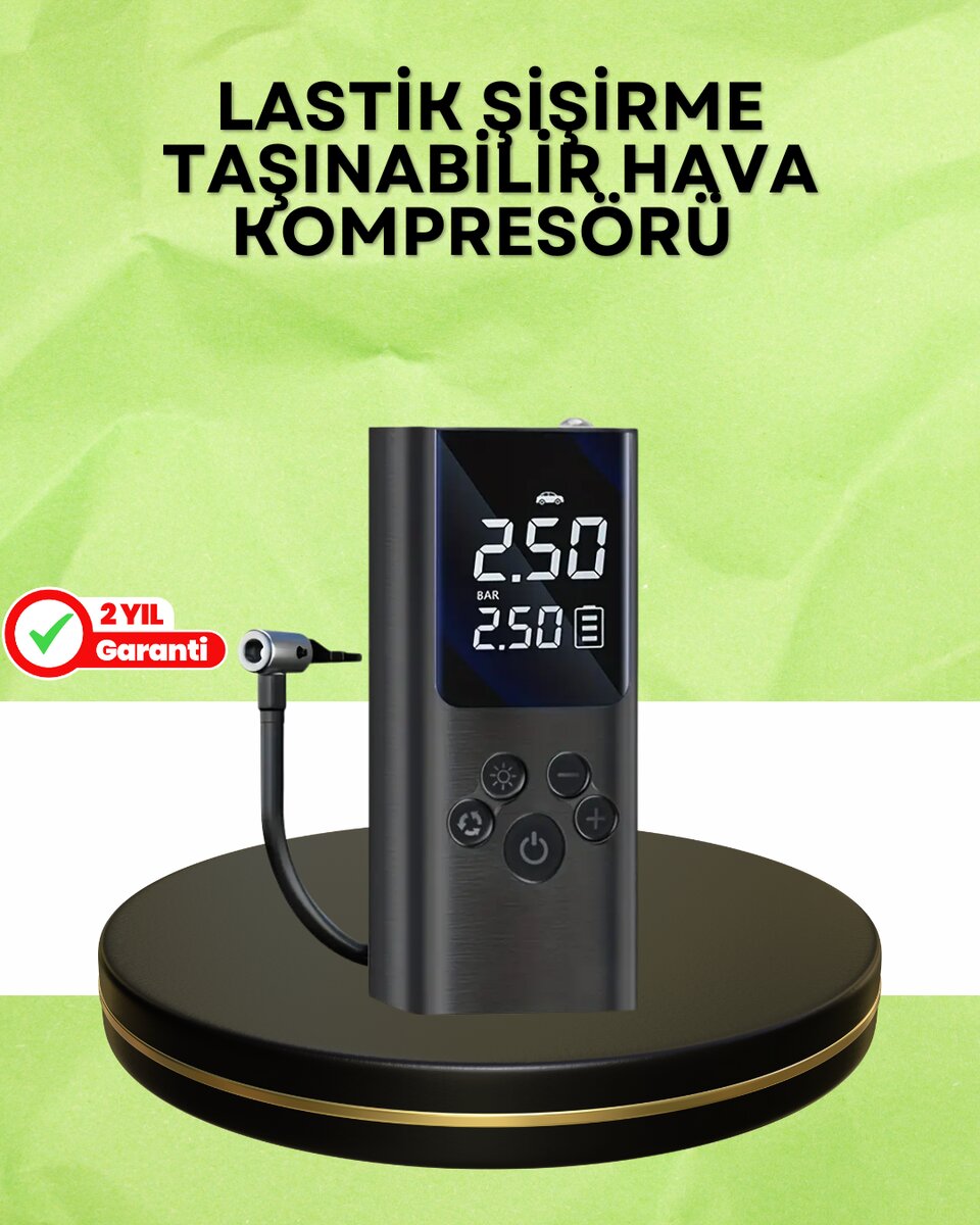 USB Şarjlı Taşınabilir Hava Kompresörü Dijital Ekranlı USB Şarjlı Taşınabilir Hava Kompresörü Dijital Ekranlı
