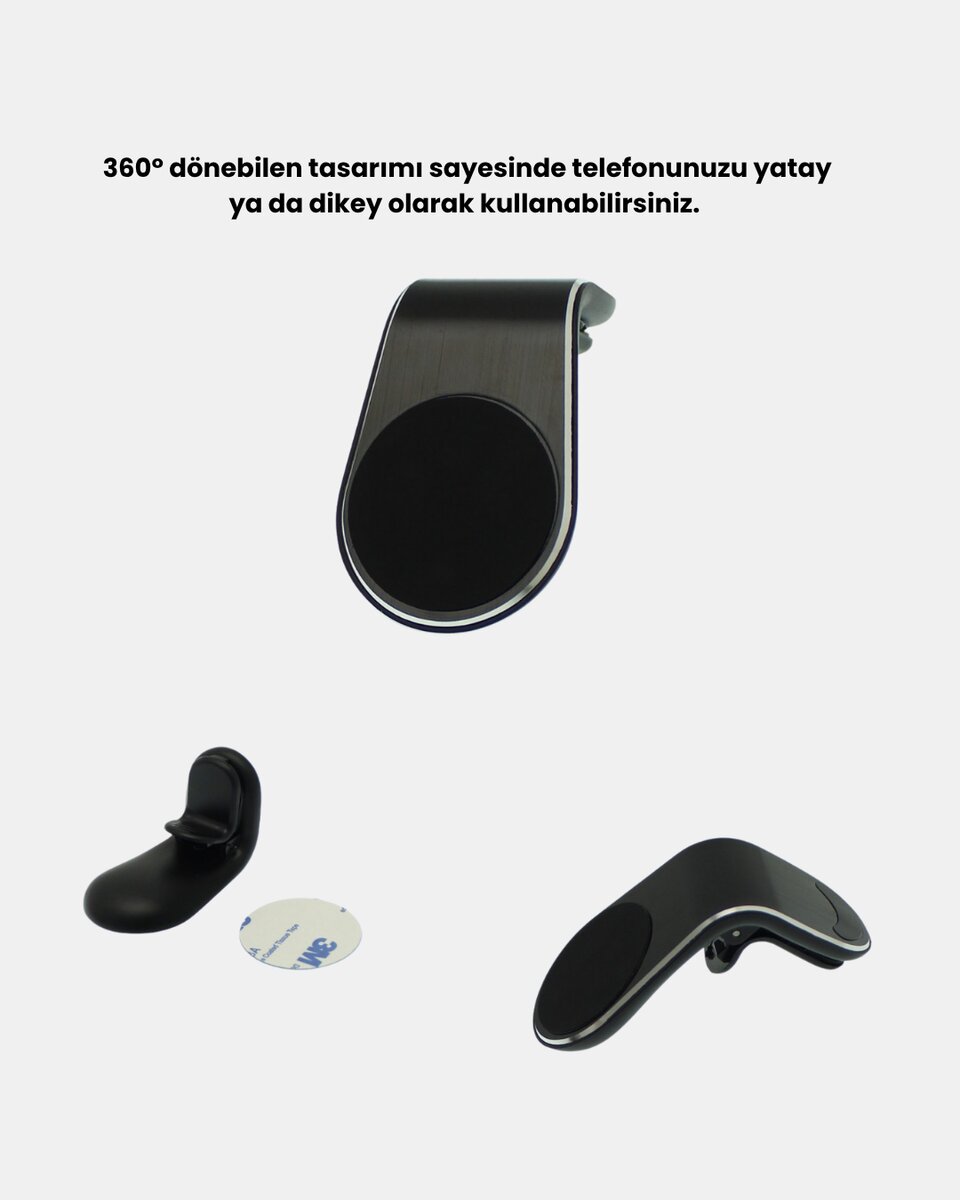 Araç İçi Manyetik Telefon Tutucu Güçlü Klipsli ve 360 Derece Ayarlanabilir