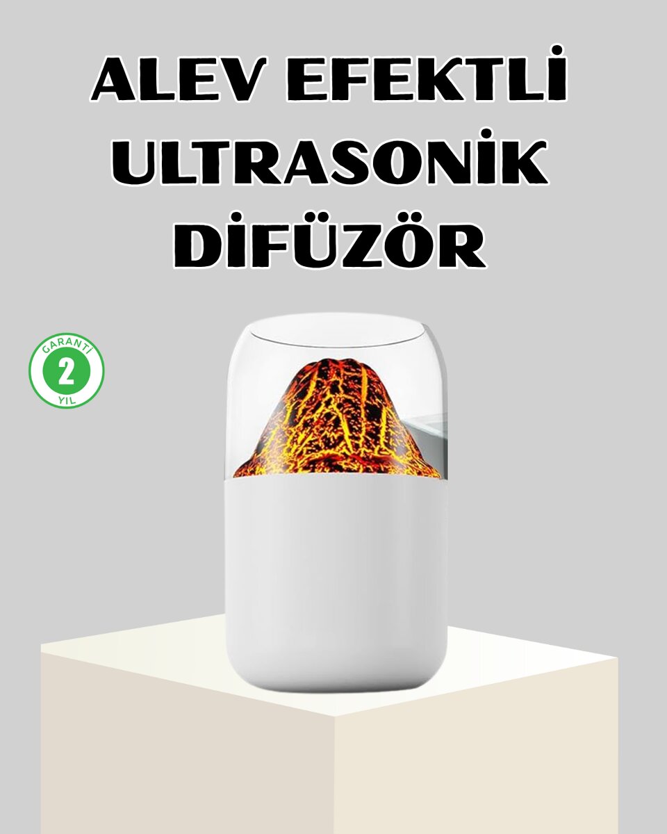 Ultrasonik Alev Efektli Aromaterapi Difüzörü USB Şarjlı ve Otomatik Kapanma Özellikli Ultrasonik Alev Efektli Aromaterapi Difüzörü USB Şarjlı ve Otomatik Kapanma Özellikli