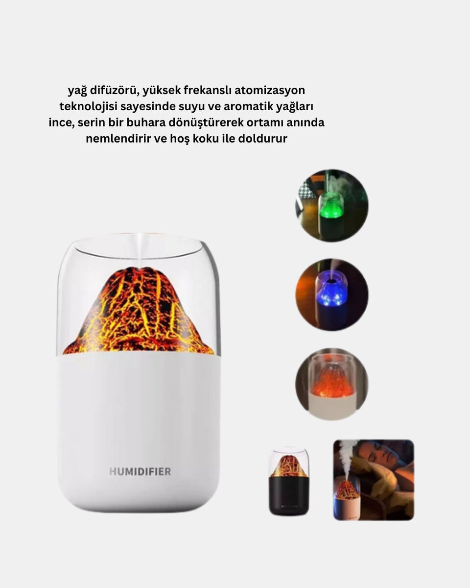 Ultrasonik Alev Efektli Aromaterapi Difüzörü USB Şarjlı ve Otomatik Kapanma Özellikli Ultrasonik Alev Efektli Aromaterapi Difüzörü USB Şarjlı ve Otomatik Kapanma Özellikli