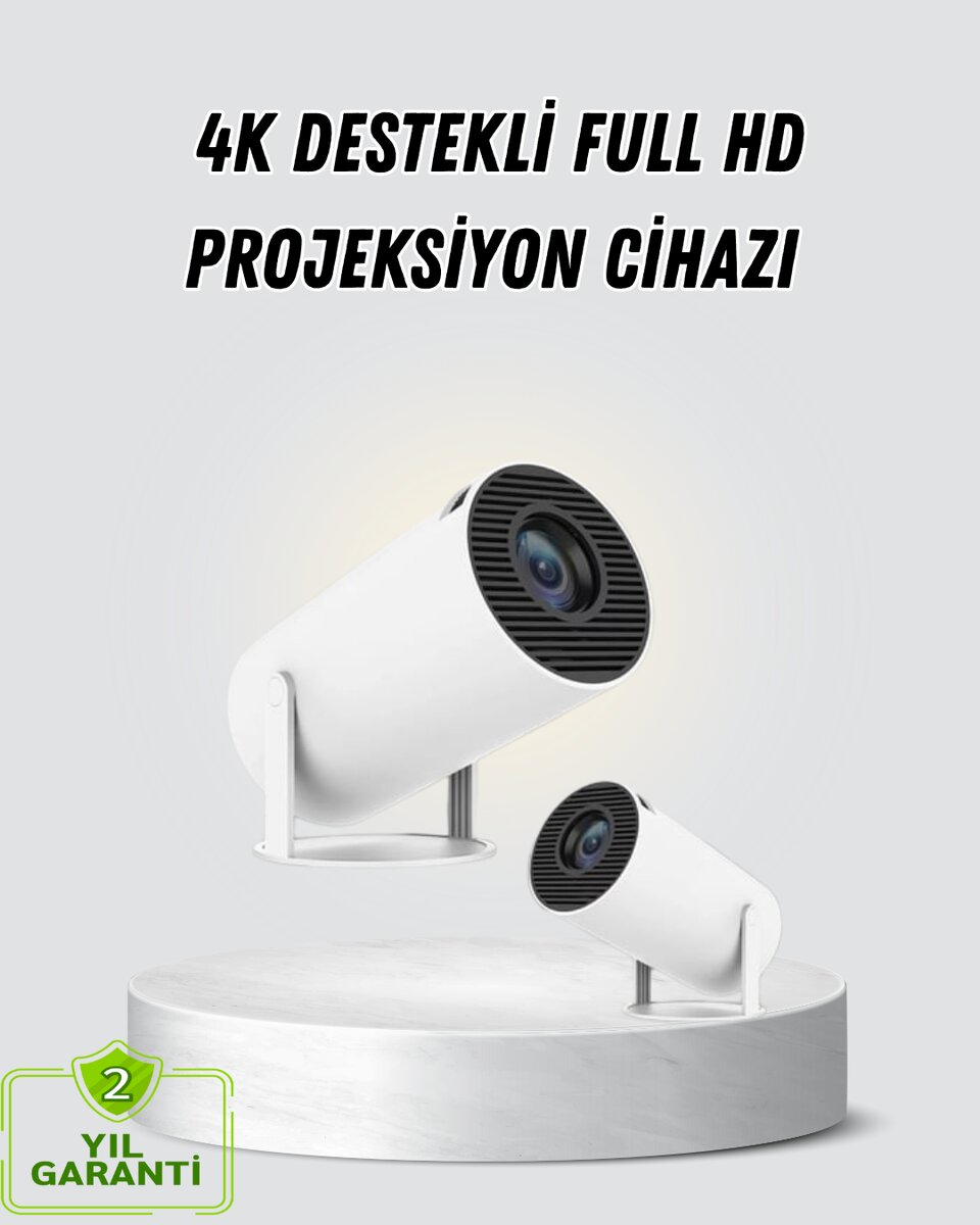 Full HD 4K Destekli Akıllı Projeksiyon – 130 inç Ekran, Uzun Ömürlü Ampul ve Çoklu Giriş Full HD 4K Destekli Akıllı Projeksiyon – 130 inç Ekran, Uzun Ömürlü Ampul ve Çoklu Giriş