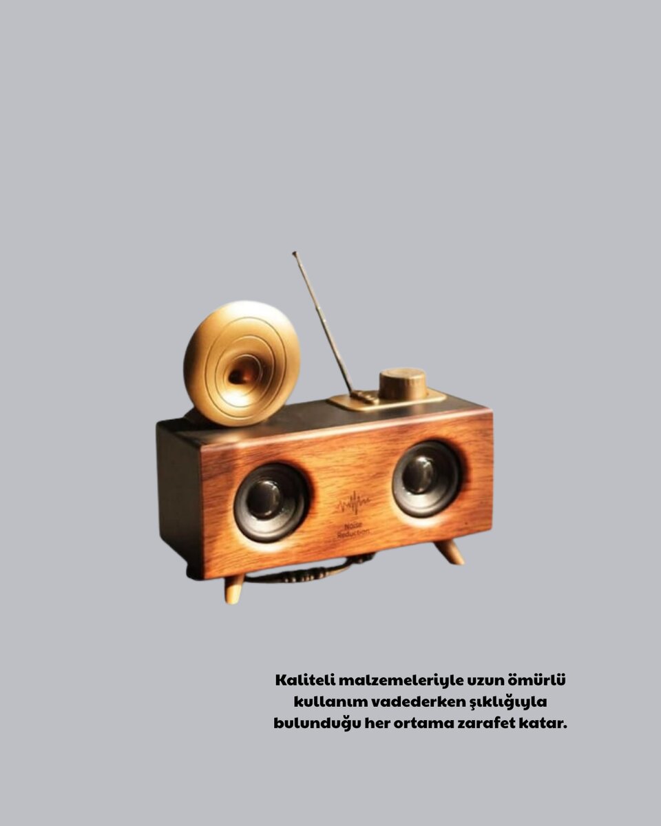 Çift Hoparlörlü Bluetooth Gramofon Speaker – FM Radyo, USB, SD Kart ve AUX Girişli Çift Hoparlörlü Bluetooth Gramofon Speaker – FM Radyo, USB, SD Kart ve AUX Girişli