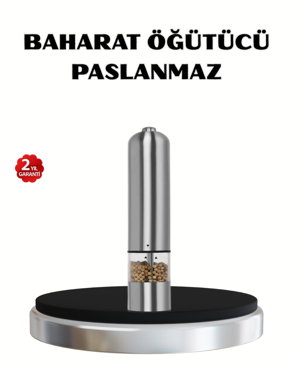 Modern Otomatik Baharat Öğütücü Seti – Pilli, Paslanmaz Çelik, LED Aydınlatmalı Modern Otomatik Baharat Öğütücü Seti – Pilli, Paslanmaz Çelik, LED Aydınlatmalı