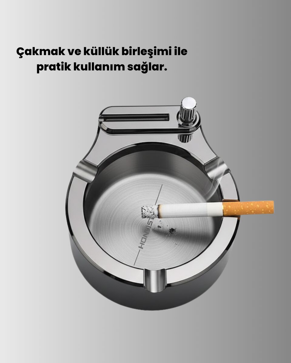 Küllük ve Çakmak Birleşik Set Paslanmaz Çelik Gövde Küllük ve Çakmak Birleşik Set Paslanmaz Çelik Gövde