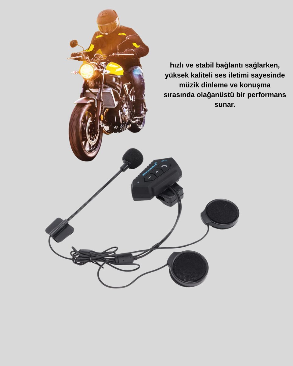 Motosiklet Kaskı İçin Bluetooth Kulaklık – Kablosuz, Mikrofonlu, Gürültü Azaltmalı BT22 Motosiklet Kaskı İçin Bluetooth Kulaklık – Kablosuz, Mikrofonlu, Gürültü Azaltmalı BT22