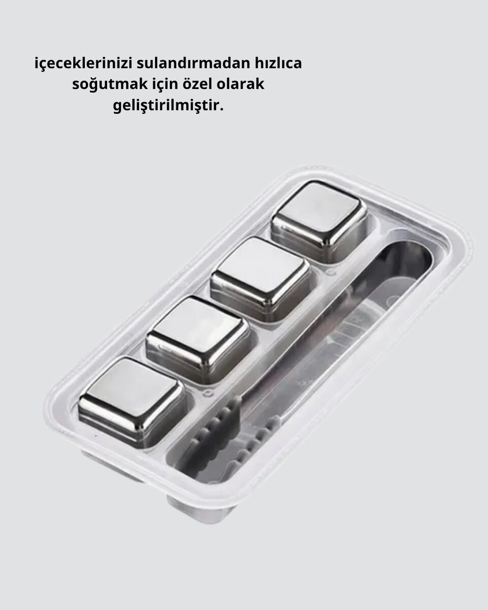 Paslanmaz Metal Buz Küpleri Seti Klipsli Sulandırmadan Soğutma Özellikli Paslanmaz Metal Buz Küpleri Seti Klipsli Sulandırmadan Soğutma Özellikli