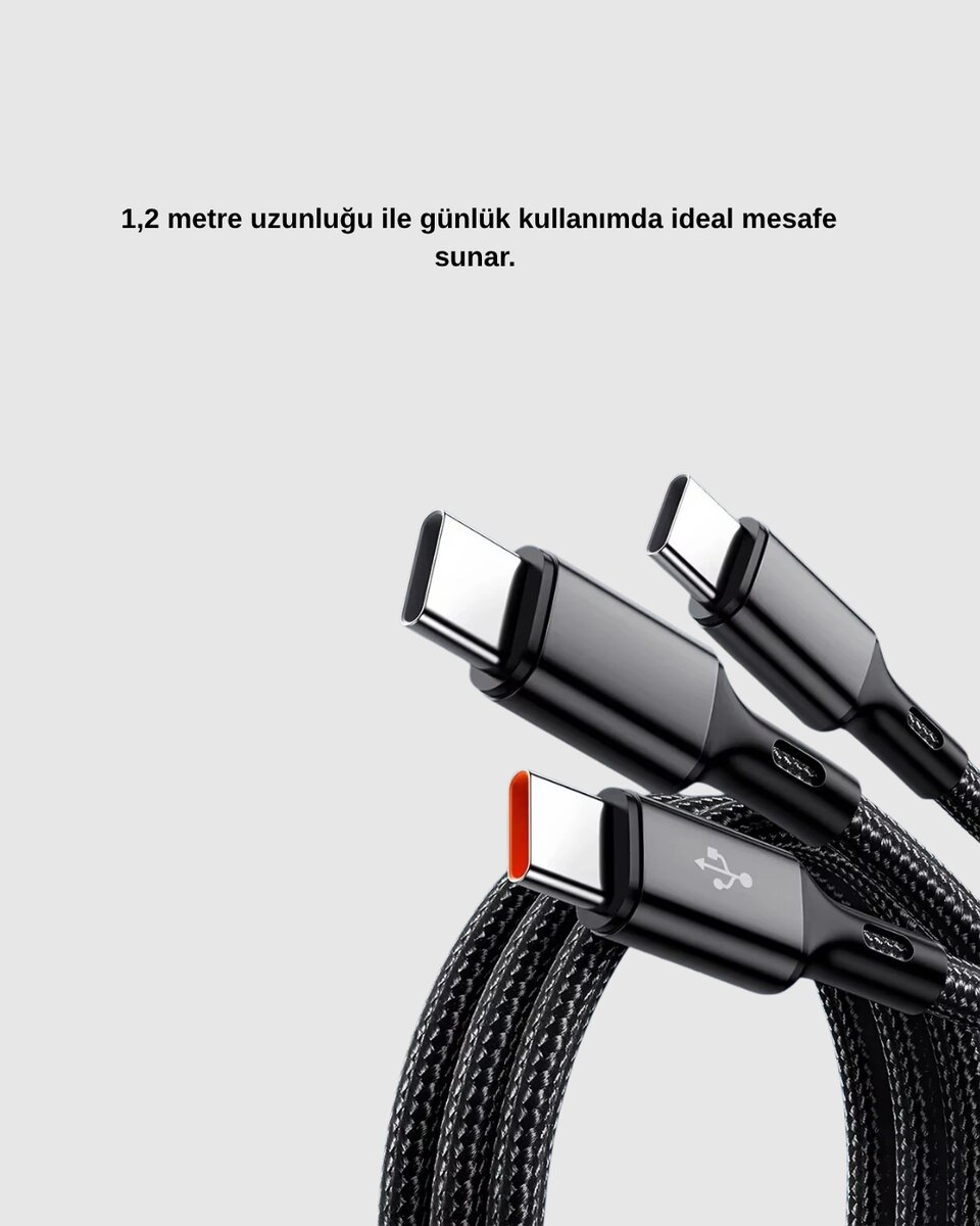 3’ü 1 Arada Şarj Kablosu Type-C iOS Android Uyumlu Hızlı ve Güvenli Şarj 3’ü 1 Arada Şarj Kablosu Type-C iOS Android Uyumlu Hızlı ve Güvenli Şarj