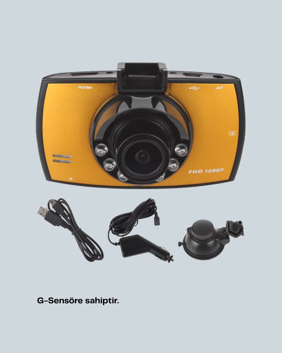 HD Araç Kamerası 2.7 İnç Ekran G Sensor Destekli