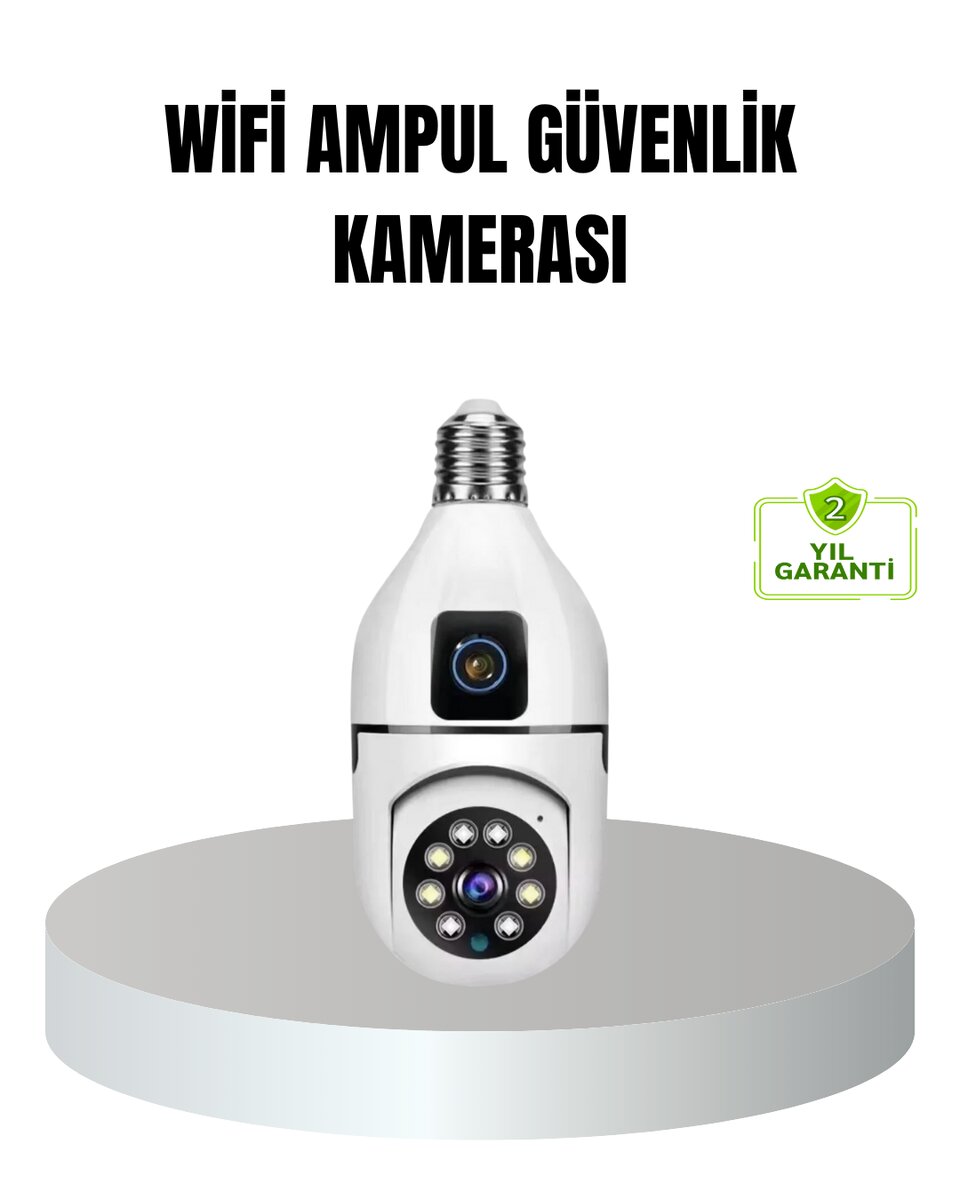 WiFi Ampul Güvenlik Kamerası 1080P Full HD Gece Görüşlü ve Hareket Algılamalı WiFi Ampul Güvenlik Kamerası 1080P Full HD Gece Görüşlü ve Hareket Algılamalı