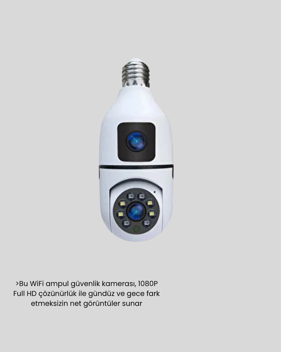 WiFi Ampul Güvenlik Kamerası 1080P Full HD Gece Görüşlü ve Hareket Algılamalı WiFi Ampul Güvenlik Kamerası 1080P Full HD Gece Görüşlü ve Hareket Algılamalı