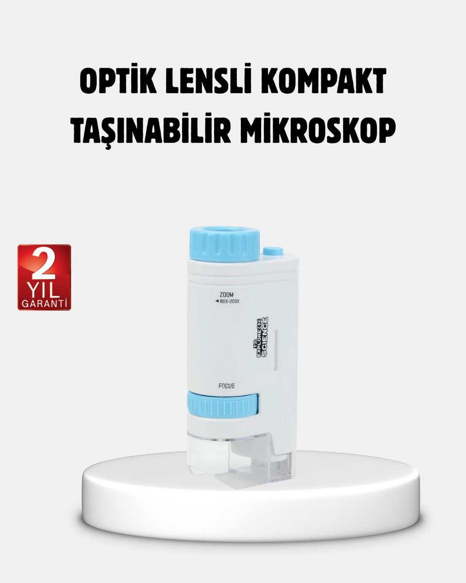 Taşınabilir Eğitim Mikroskobu 80X–200X LED Işıklı ve Darbeye Dayanıklı Taşınabilir Eğitim Mikroskobu 80X–200X LED Işıklı ve Darbeye Dayanıklı