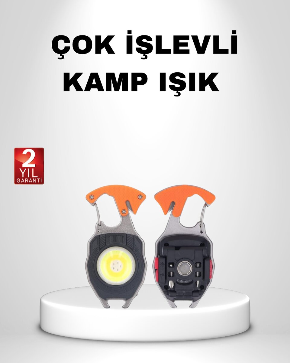 Mini LED Anahtarlık Fener – Şişe Açacağı, Tornavida, Düdük ve USB Şarj Özellikli