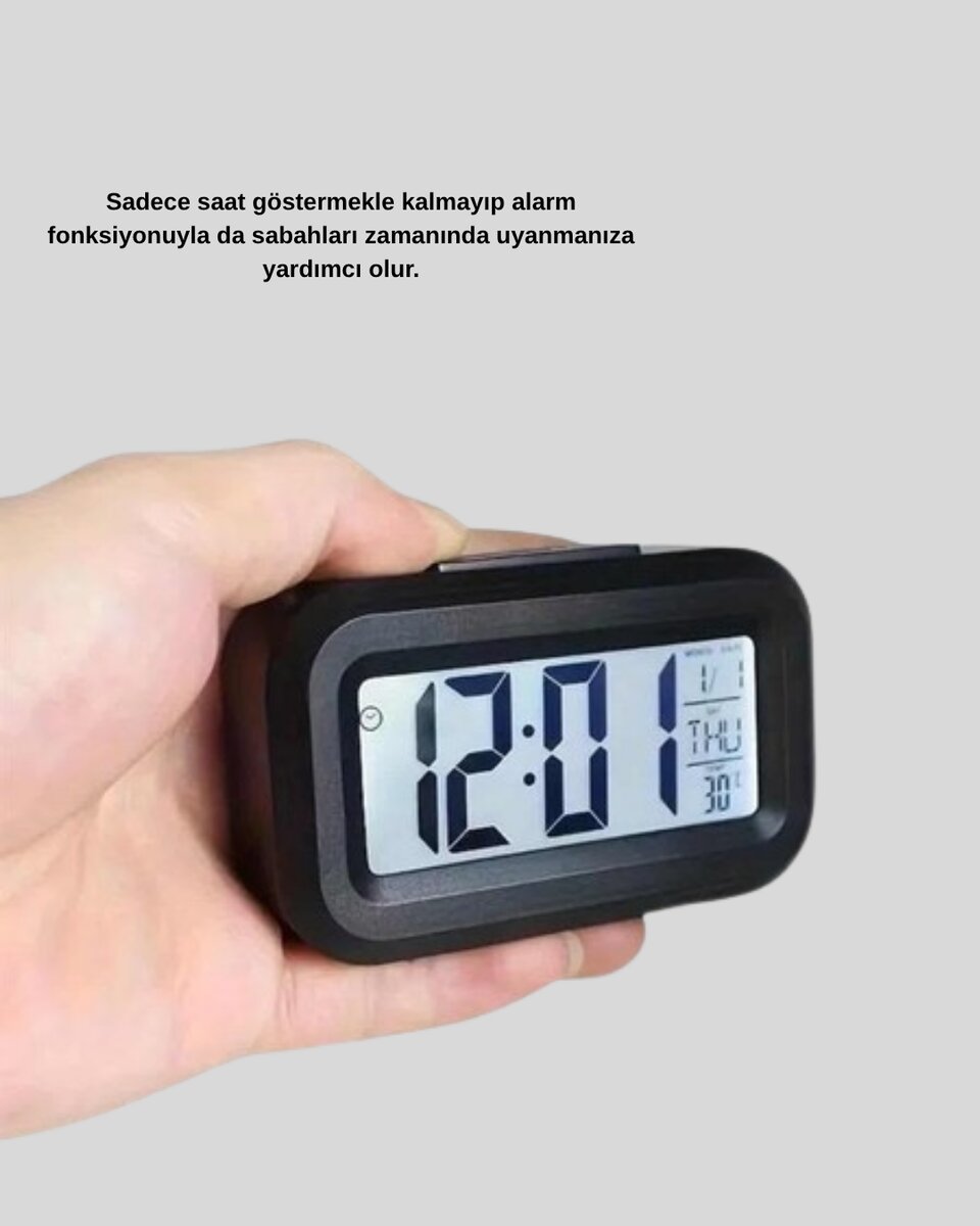 Dijital Masa Saati Sensörlü Aydınlatmalı Alarm ve Sıcaklık Ölçerli Dijital Masa Saati Sensörlü Aydınlatmalı Alarm ve Sıcaklık Ölçerli