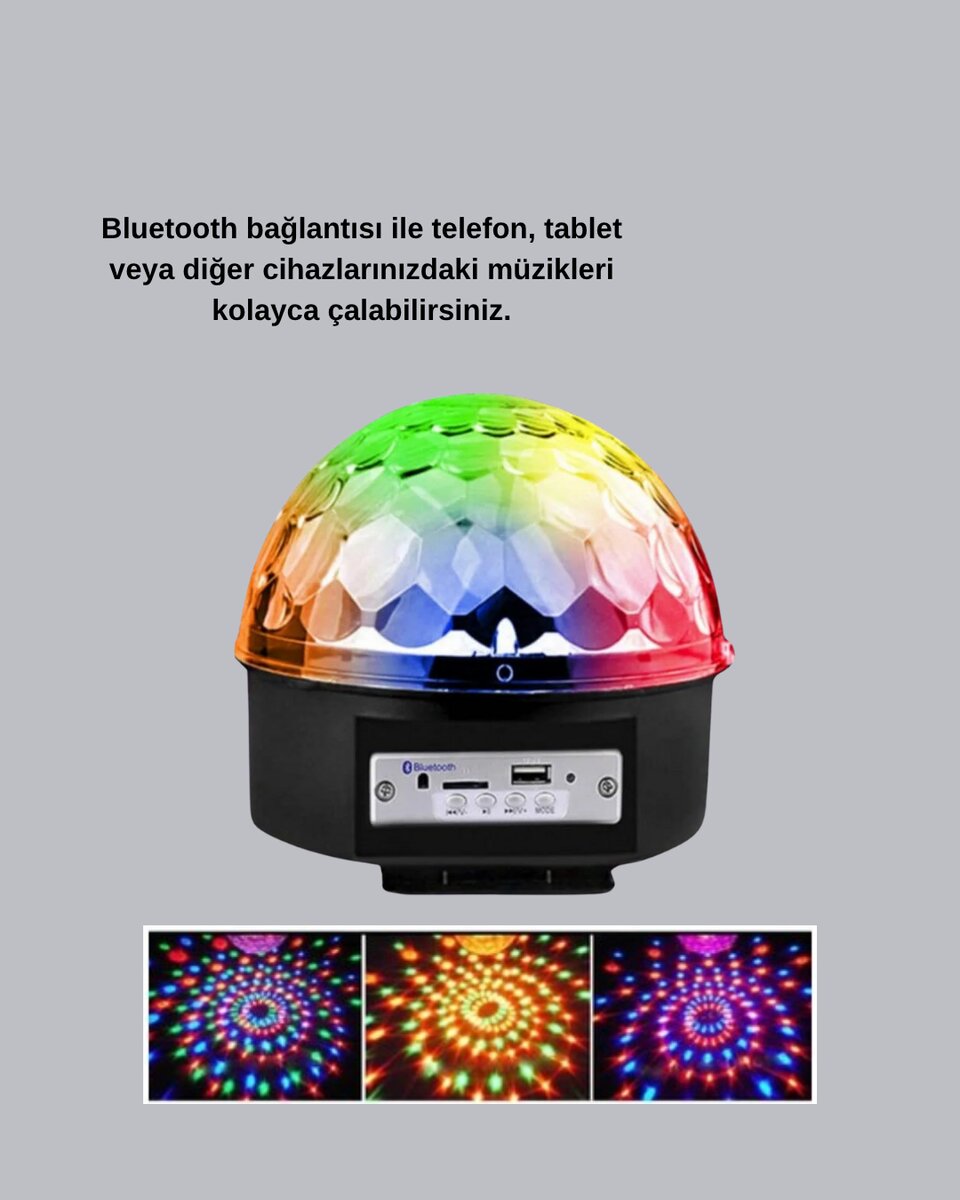 Bluetooth Hoparlörlü LED Disko Işığı Müzik Ritim Duyarlı ve Taşınabilir Bluetooth Hoparlörlü LED Disko Işığı Müzik Ritim Duyarlı ve Taşınabilir