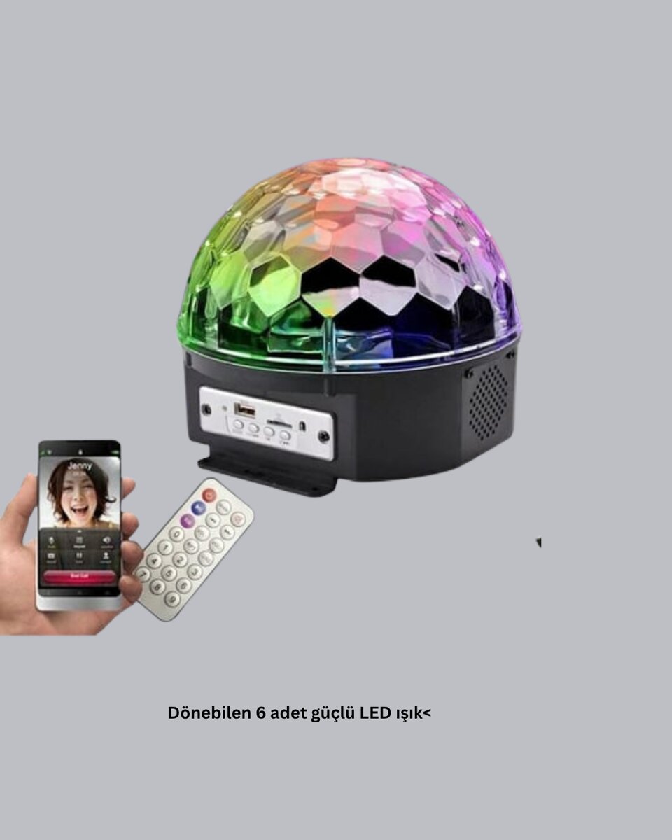 Ritim Hassasiyetli Bluetooth Hoparlörlü Disko Işığı Döner LED Efektli